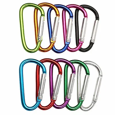 2  3  Aluminum Carabiners Clip Keychain Clip D Ring Shape Keyring Hook 50/100pcs • $9.80