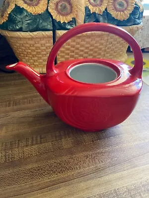 Vintage Hall's Superior Quality Kitchenware Red Basket With Flower  Teapot. 3114 • $19.99