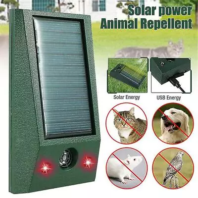 Solar Ultrasonic Garden Deterrent Repeller Animal Bird Cat Scarer Pest Fox Dog • $16.80