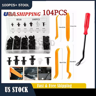 100Pack Universal Rivet Clips Car Retainer Fender Liner Fastener 6 Size W/ 5Tool • $11