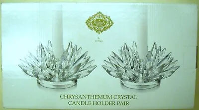 Shannon Crystal By Godinger NEW Set Of Two Chrysanthemum Flower Candle Holders • $13.99