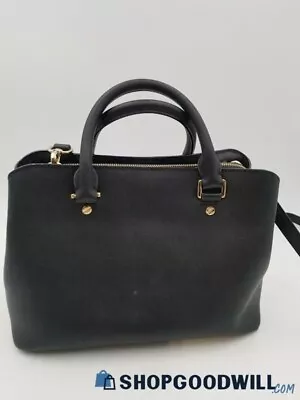 Michael Kors Satchel Leather Black Handbag Shoulder Bag W COA • $36.94