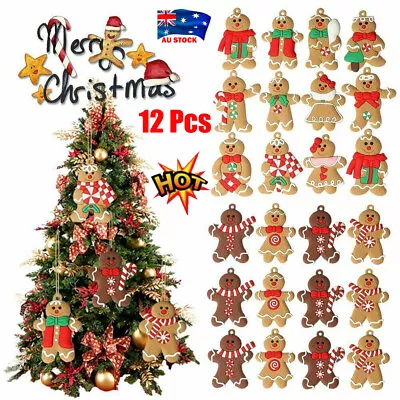 12PCs Gingerbread Man Christmas Tree Hanging Pendant Gift Tree Decor Ornament CZ • $8.69