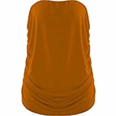 New Womens Ladies Vest Strapless Ruched Sleeveless Boob Tube Bandeau Top 8-26 • £6.99