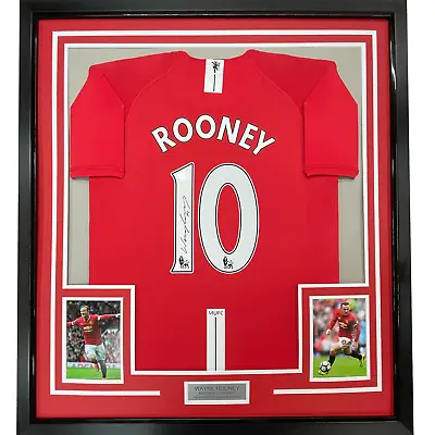 Framed Autographed/Signed Wayne Rooney 33x42 Man United Red 2008 Jersey BAS COA • $549.99