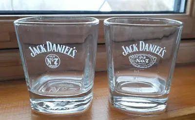 Pair Of (2) Jack Daniel's Old No 7 Whiskey Rocks Tumbler Glasses Heavy Bottomed • £7.50