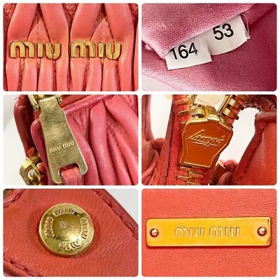 Miu Miu 2way Handbag Shoulder Bag Matelasse Gold Hardware Red From Japan • $389.53