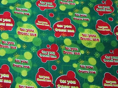 Flannel Christmas Fabric  To You From Me  Ornaments Baubles Green Joann BTY • £5.79