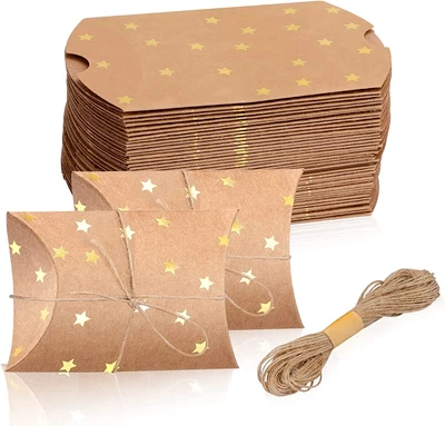 $20.11 • Buy 100 Pieces Small Gift Pillow Boxes Pillow Boxes For Gifts Kraft New Year Gift Bo