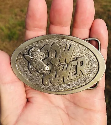 MOOR MAN'S Agriculture Livestock Feed *COW POWER* Belt Buckle 1983 Limited Ed. • $17