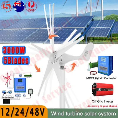 3000W Wind Turbine Generator Solar MPPT Hybrid Controller 12V 24V 48V Inverter • $375.57