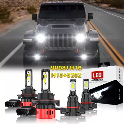 $45.99 • Buy For Jeep Gladiator 2020-2022 6000k LED White Headlight Hi/low+Fog Light Bulb Kit