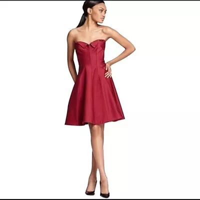 Zac Posen Z Spoke Red Snap Dragon Strapless Dress Fit And Flare Formal Size 10 • $75