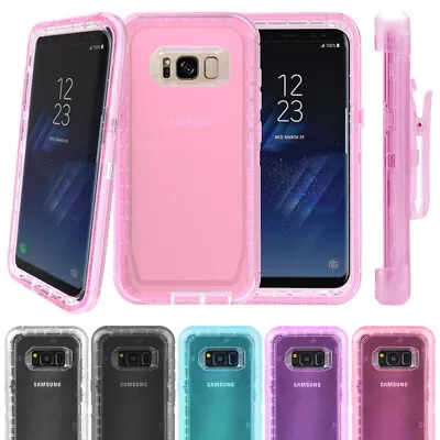 Samsung Galaxy S8 S9 S10 S20 Note 8 9 10 Clear Defender Cover Case + Belt Clip • $14.29