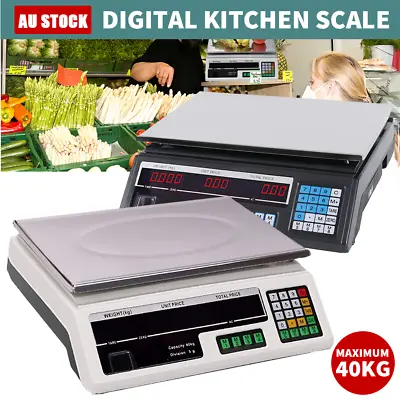 40KG Digital Kitchen Scale Electronic Weighing Scales Shop Market Commercial LED • $37.89