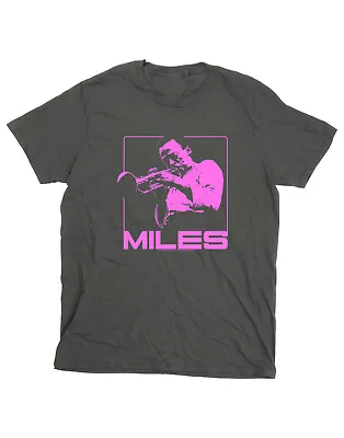 Miles Davis Pink Square Charcoal Official Tee T-Shirt Mens • £22.21