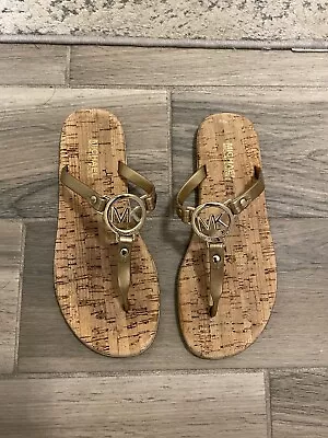 Michael Kors Charm Jelly Slip-on Thong Flip Flop Sandals Size 8 Gold • $38