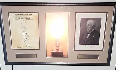 Thomas Edison Signed Original Photo Custom Framed W/ Light & Bulb JSA Autograph • $5999.99