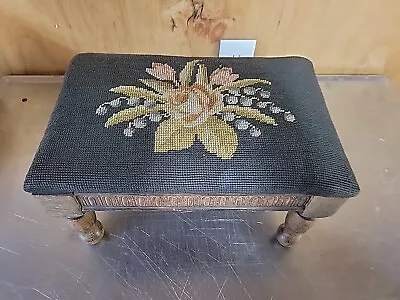 Antique Vintage  Foot Stool Needlepoint  • $65