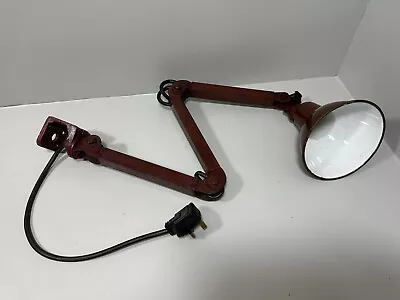 £70 • Buy Vintage Enamel 3 Section Industrial Machinist Lamp - Factory Light