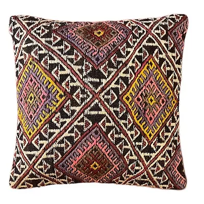 Handmade Exquisite Turkish Vintage Kilim Pillow Cover 16x16 (INV8053) • $47.12
