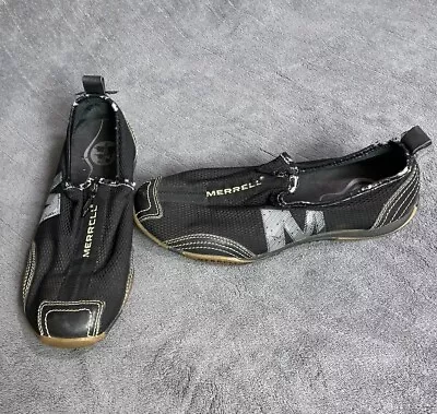Merrell Barrado Suede Leather Slip-on Feont Zip Sneaker Comfort Shoes Black Sz 8 • $28.90
