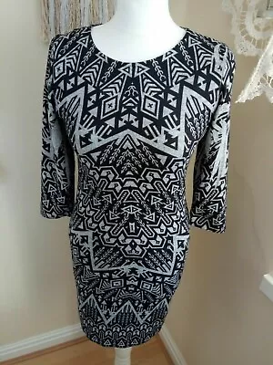 Ginger G Aztec Print Soft Fitted Dress Size Medium UK Size 10 • $10.09