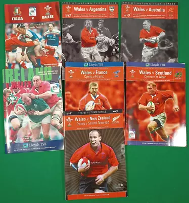 Bundle Of 7 X Wales Rugby Official Programmes 2001-2002 - 6 Nations + Autumn • £9.99