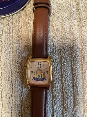 Disneyland 50th Anniversary Watch In Tin Brand New Battery And New Band • $40