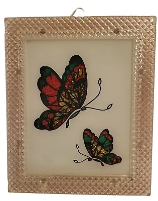 Vintage FOIL ART Picture Plastic Framed Butterflies 1960s Approx 4 X 6   Unique  • $13.99