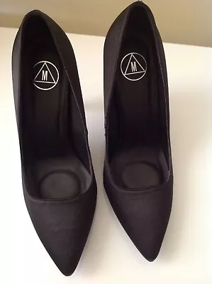 £9.99 • Buy Missguided Womens Stiletto Black  Satin Shoes Size 6 Point Toe