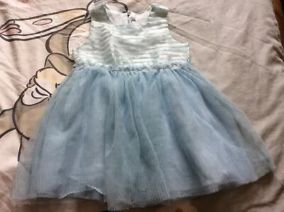 Girls Blue Stripped Dress From Matalan  Aged 9-12 Months • £1.50