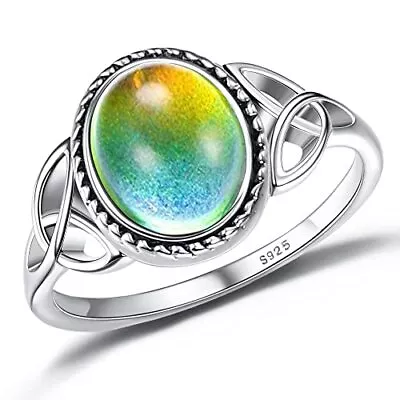 Vintage Sterling Silver Color Changing Mood Ring For Wedding Party Size 9 • $23.65