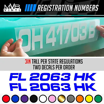 Kayak Boat Registration Hull Numbers Watercraft Vinyl Decal Sticker Set Of 2 • $18.99