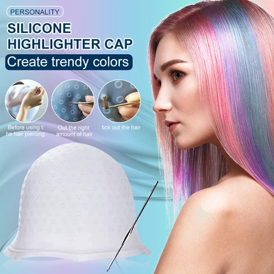 £4.29 • Buy Reusable Silicone Dye Hat Cap For Hair Color Highlighting Hairdressing W/Hook UK