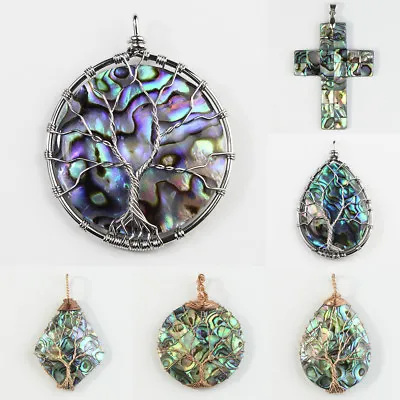 New Natural Paua Abalone Shell Wire Wrap Tree Of Life Pendants Bead For Necklace • $4.99