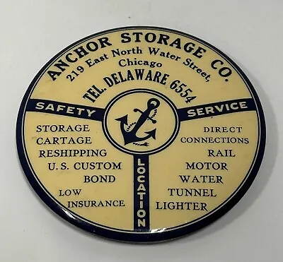 Vintage Advertising Pocket Mirror Anchor Storage Co Chicago Ill Collectible • $48