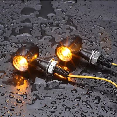 2x Motorcycle LED Bullet Mini Turn Signal Light Amber For Chopper Bobber Cafe • $11.98