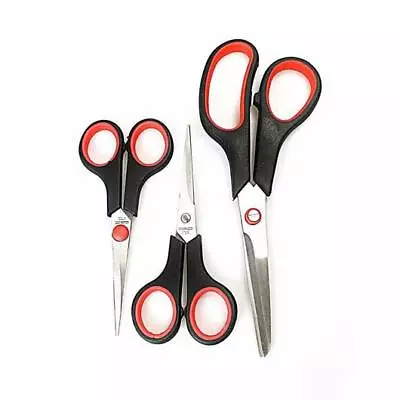 3 Pack Different Size Scissors Stainless Steel General Household Plastic Handle  • £4.39