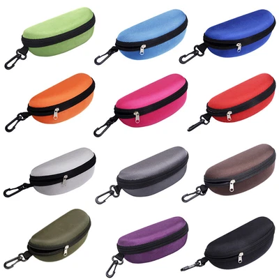 $7.20 • Buy Portable Sunglasses Case Eye Glasses Hard Protector Zipper Shell W/ Carabiner US