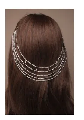 £3.99 • Buy Silver Diamante Vintage Look Bridal Flower Girl Prom Hair Accessory Comb Chain
