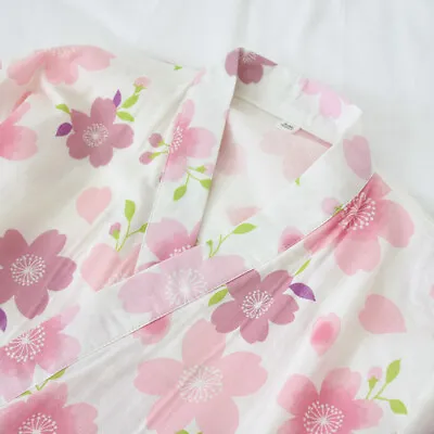 Women Cotton Kimono Pajamas Yukata Bathrobe Nightwear Floral Printed Loose • £21.10