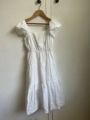 Zara Girls White Broderie Dress Size 8 EC • $10