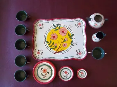 Vintage Ohio Art Toy Tin Tea Set 27 Pc Floral Design • $39