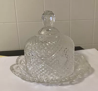 Vintage AVON 1970’s Clear Pressed Glass Butter/Cheese/Soap Dish With Lid • $6.99