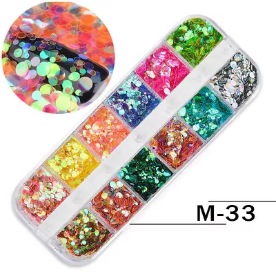 3D Glitter Sequins Nail Art Rhinestones Gems Beads Charms Pearl Decoration DIY • $5.51