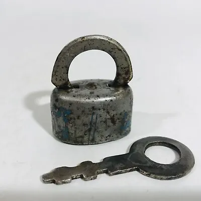 Vtg Soviet Small Shackle Padlock Mini Hinged Lock Tiny 39g W/ One Flat Key USSR • $12