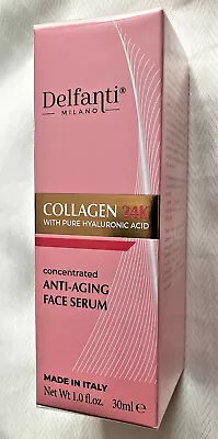 DELFANTI Milano COLLAGEN 24K Anti Aging FACE SERUM W Pure Hyaluronic Acid • $12.75