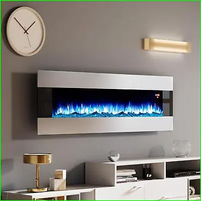 60  Wall Mount Electric Fireplace Stainless Steel Wall Hanging Fireplace Remote • $396.98