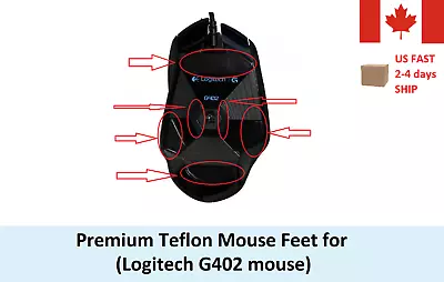 Premium Teflon Mouse Feet Skates For Logitech G402 - Ship Fast DIY Gaming Repair • $7.99